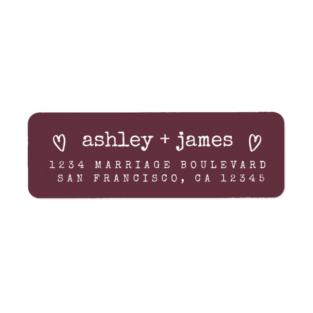 Modern Burgundy Wedding Return Address (Front)