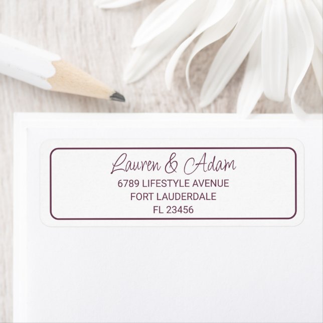 Modern Burgundy Wedding Return Address Label (Insitu)
