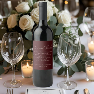 Modern Burgundy Wedding Wine Label
