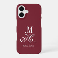 Modern Burgundy White Monogram Name