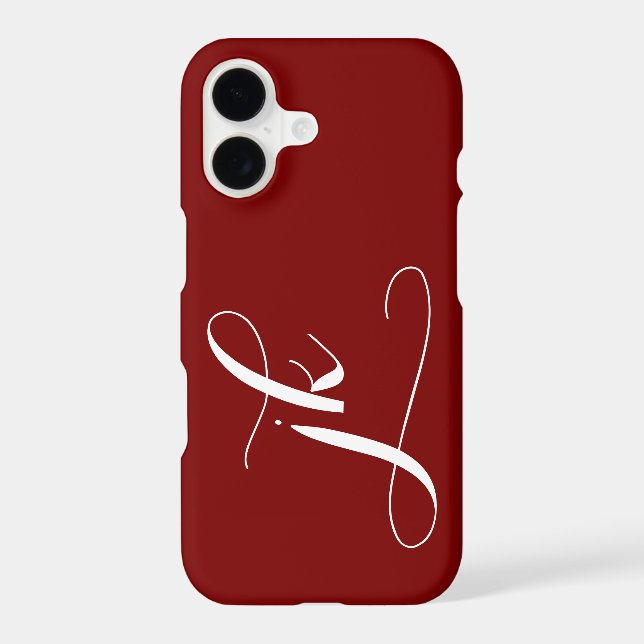 Modern Burgundy White Script Monogram Name (Back)