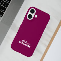 Modern Burgundy White Sports Monogram Name