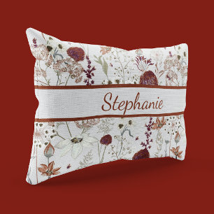 Modern Burgundy Wildflowers   Elegant Boho Floral  Pillowcase