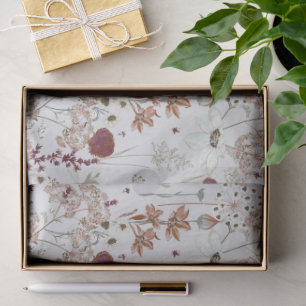 Modern Burgundy Wildflowers Elegant Boho Floral Tissue Paper