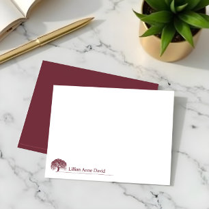 Modern Burgundy Willow Tree Logo Personalised Card