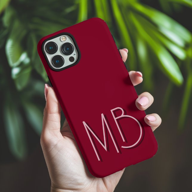 Modern BurgundyMonogram Initials Contemporary Case-Mate iPhone Case (Creator Uploaded)