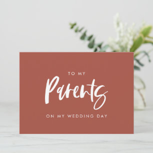 Modern burnt brick To my parents wedding day card