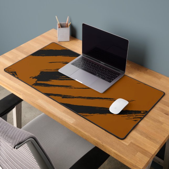 Modern Burnt Orange and Black Abstract Desk Mat (Office 2)