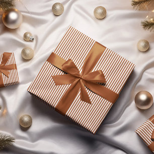 Modern Burnt Orange and White Stripes Pattern Wrapping Paper