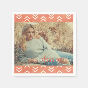 Modern Burnt Orange Arrow Graduate Paper Napkins