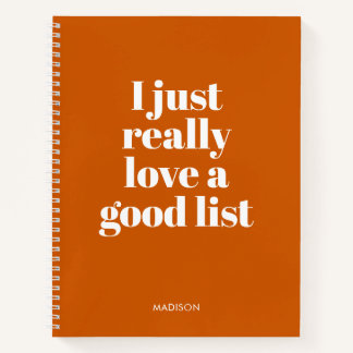 Modern Burnt Orange Checklist Journal Notebook