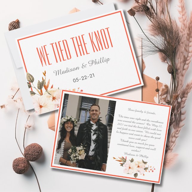 Modern Burnt Orange Floral We Tied The Knot (Creator Uploaded)