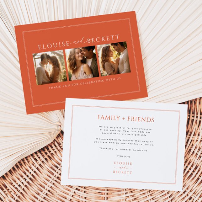 Modern Burnt Orange Photo Wedding Thank You Card (Creator Uploaded)