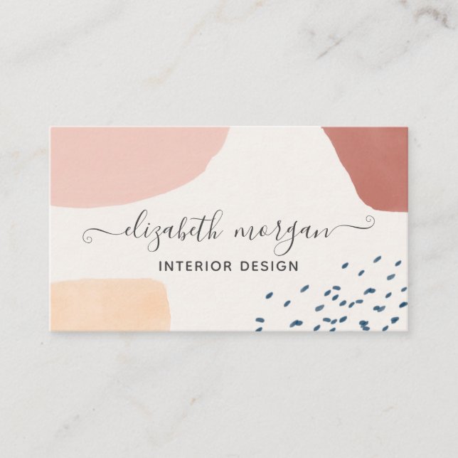 Modern Burnt Orange Pink Signature Script  Business Card (Front)