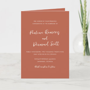 Modern Burnt Orange QR Code Simple Wedding Invitation
