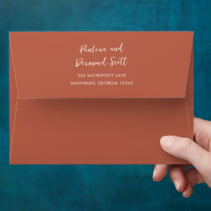 Modern Burnt Orange Simple Wedding Envelope