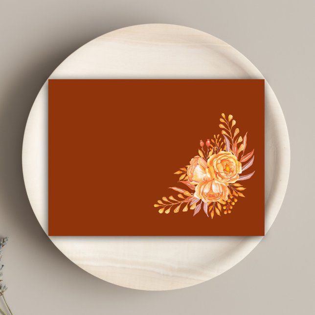 Modern Burnt Orange Terracotta Floral Wedding Envelope (Creator Uploaded)