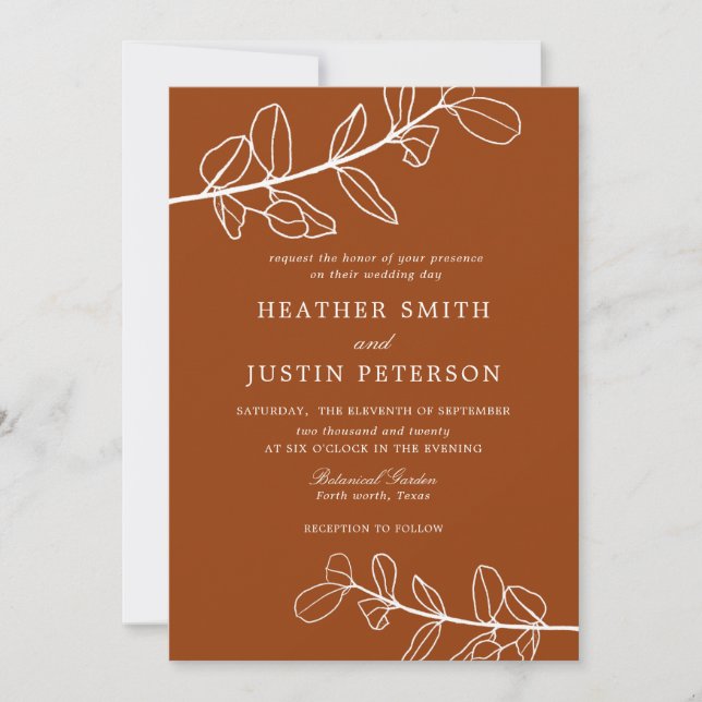 Modern Burnt Orange Terracotta Wedding Invitation (Front)