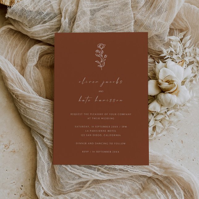 Modern Burnt Orange Terracotta Wedding Invitation (Creator Uploaded)