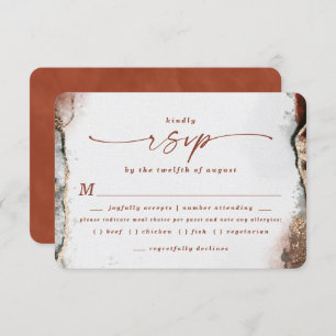 Modern Burnt Orange Wedding Meal Choice RSVP Card