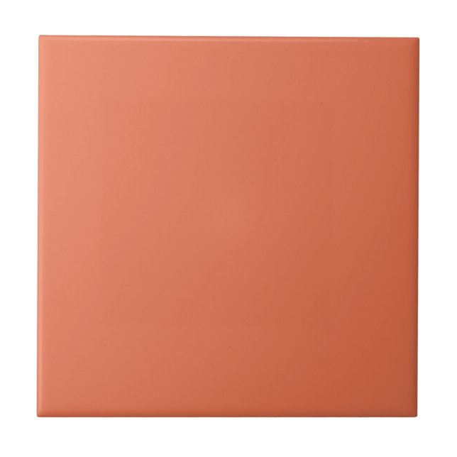 Modern Burnt Sienna Coral Plain Solid Colour Tile (Front)
