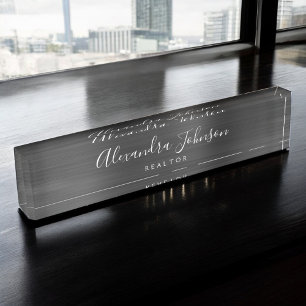 Modern Business Black Elegant Professional Nameplate