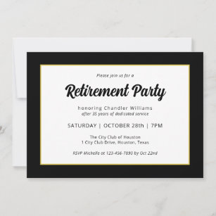 Modern Business Black Frame Retirement Party Invitation