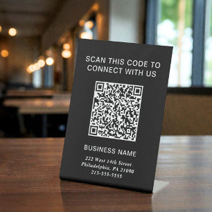 Modern Business Black QR Code Pedestal Sign