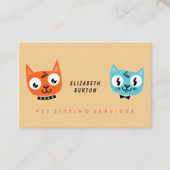Modern business card for pet sitting service. (Front)