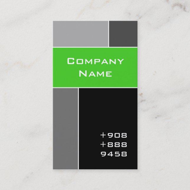 Modern Business Card Lime Green Grey (Front)