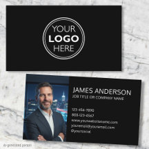 Modern Business Card Photo Logo Minimalist Black