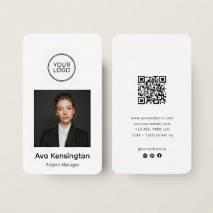 Modern Business Card with Photo & Logo Custom