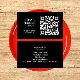 Modern Business Card with QR Code and Custom Logo