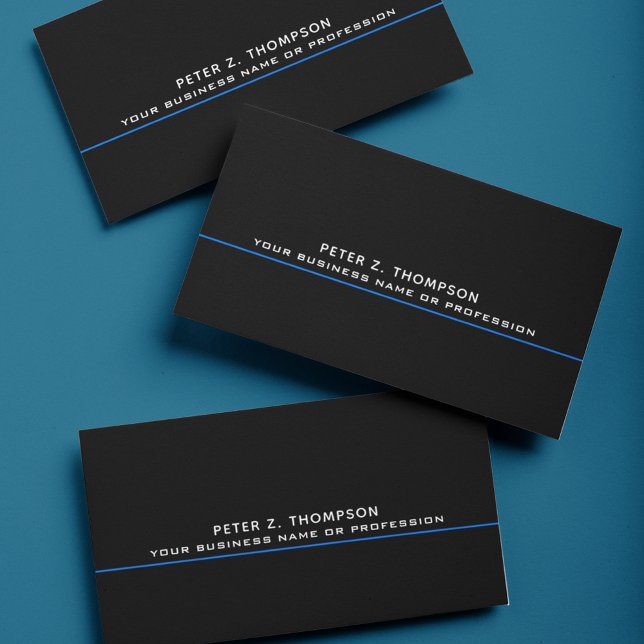 Modern business card with thin blue line on black (Creator Uploaded)