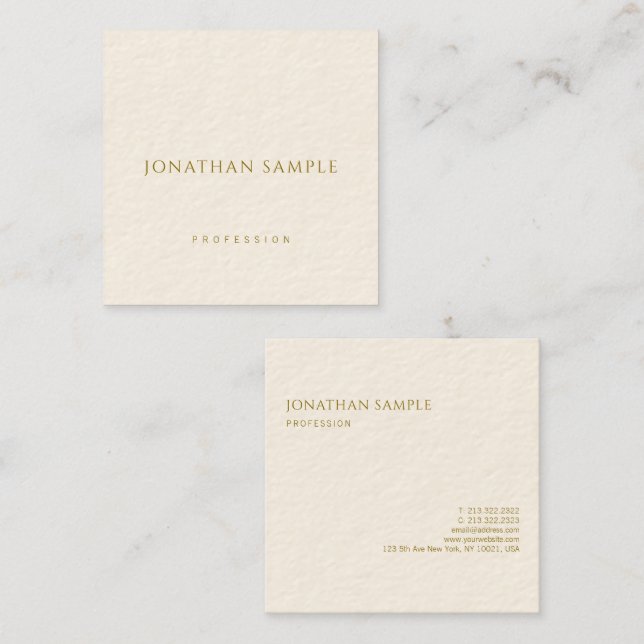 Modern Business Cards Gold Text Elegant Square (Front/Back)