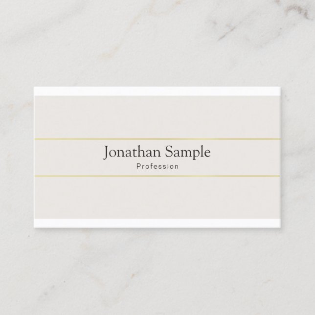 Modern Business Cards Simple Template Gold Striped (Front)