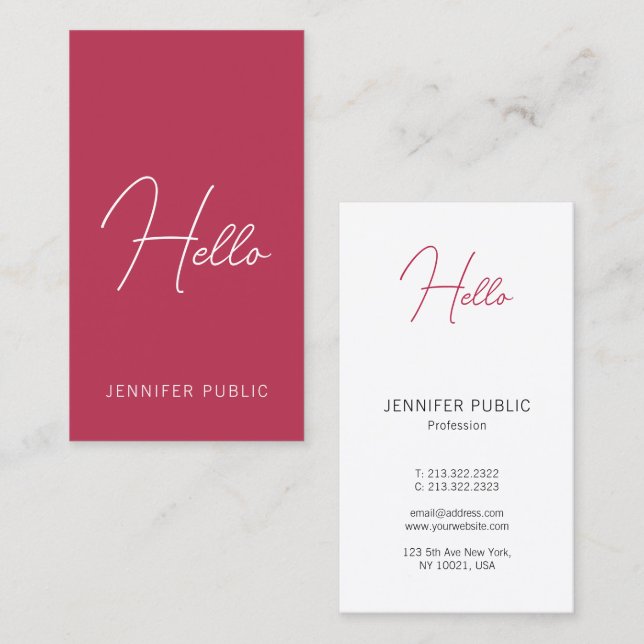 Modern Business Cards Vertical Handwritten Hello (Front/Back)