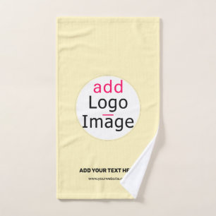 Modern Business Chic Customisable Logo Vanilla  Hand Towel