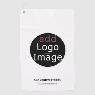 Modern Business Chic Customisable Logo White  Golf Towel