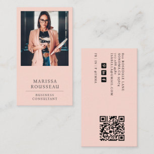 Modern Business Consultant Photo QR Code Card