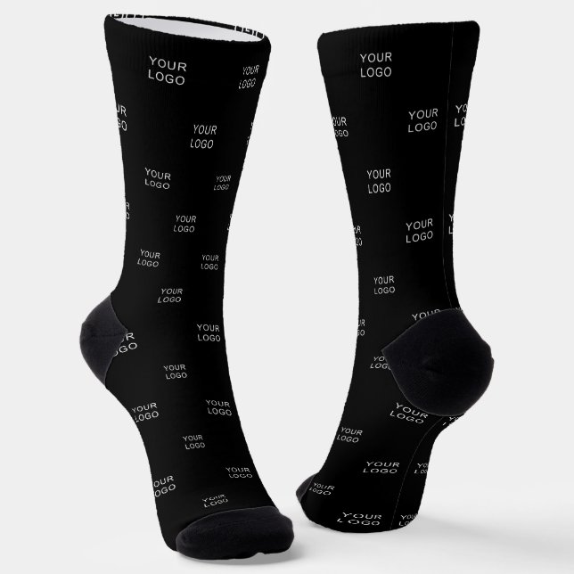 Modern Business Corporate Logo Pattern Black Socks (Angled)