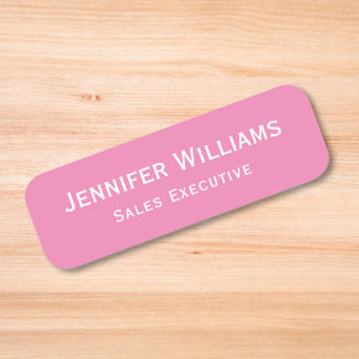 Modern Business Corporate Office Employee ID Pink Name Tag