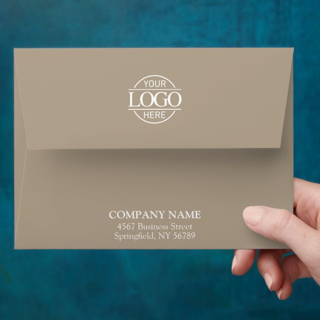 Modern Business Custom Logo Professional Taupe Envelope (Hand)