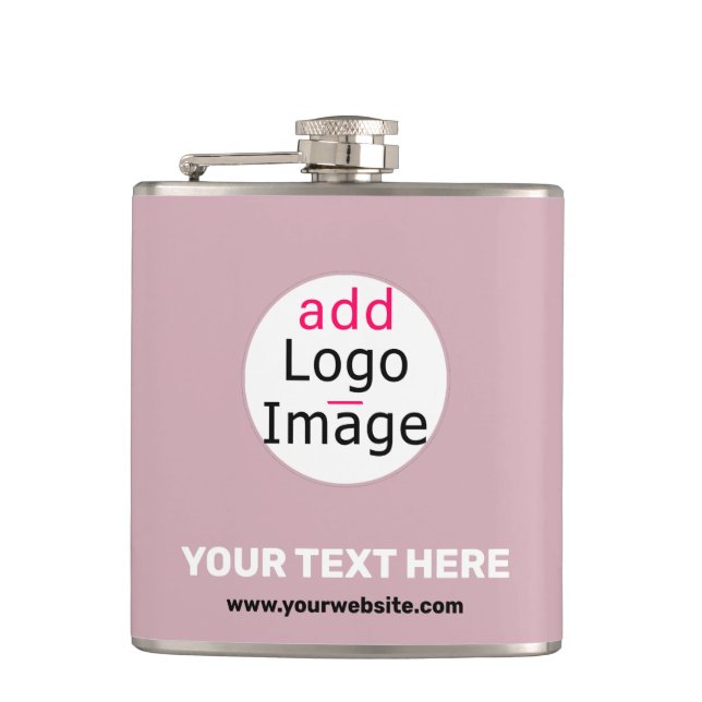 Modern Business Customisable Dusty Rose Hue Hip Flask (Front)