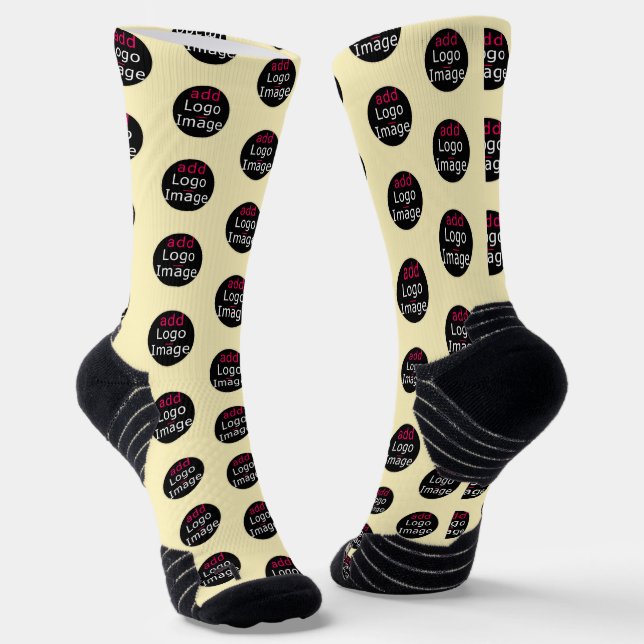 Modern Business Customisable Promo Vanilla Yellow Socks (Angled)