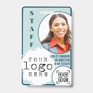 Modern Business Employee Photo Name Card QR code ID Badge