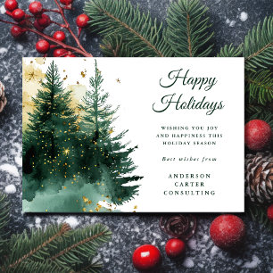Modern Business Gold Green Christmas Holiday Card