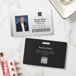 Modern Business ID Photo White Black Badge