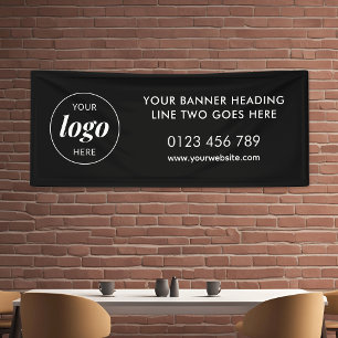 Modern Business Logo Advertising Trade Show Black Banner