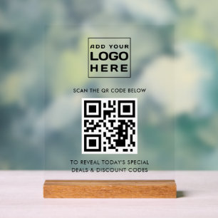 Modern Business Logo and QR Code Custom Acrylic Sign